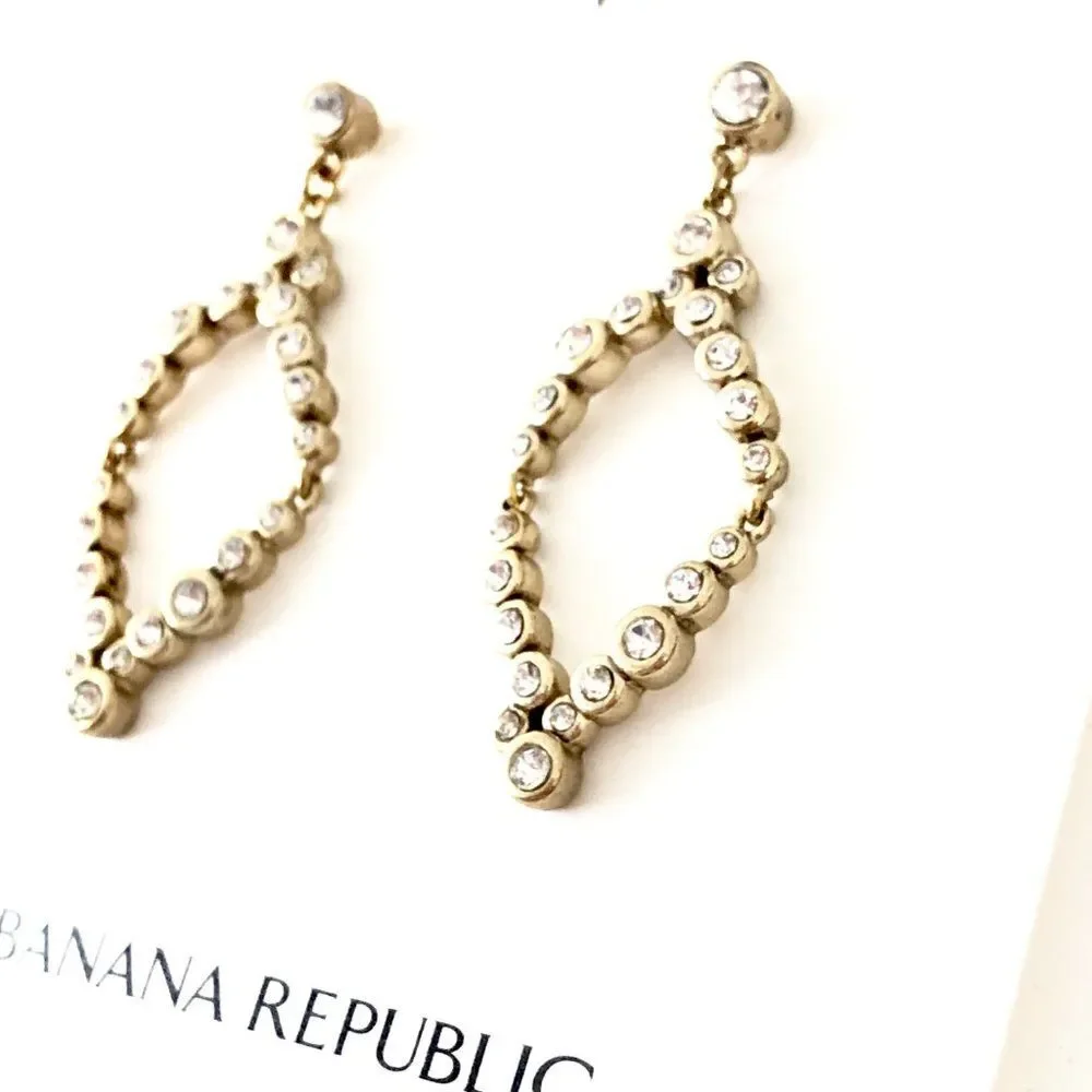 Banana Republic Riveria Crystal Point Hoop Earrings NWT 45